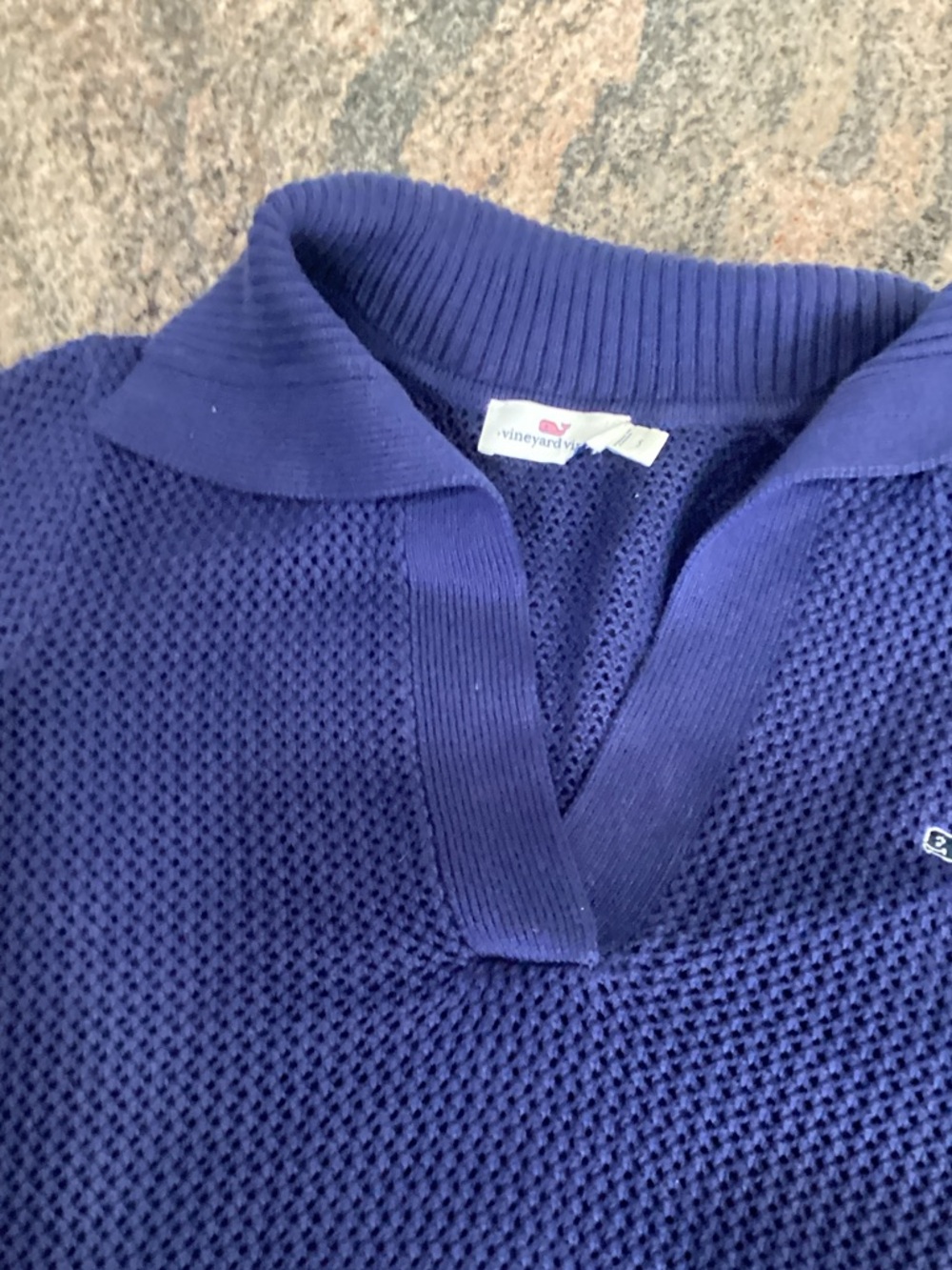 Vineyard Vines Men's Royal Purple V-Neck Knit Polo Sweater